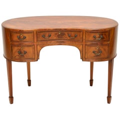 Antique Flame Mahogany Kidney Shaped Desk