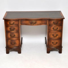 Antique Flame Mahogany Leather Top Pedestal Desk