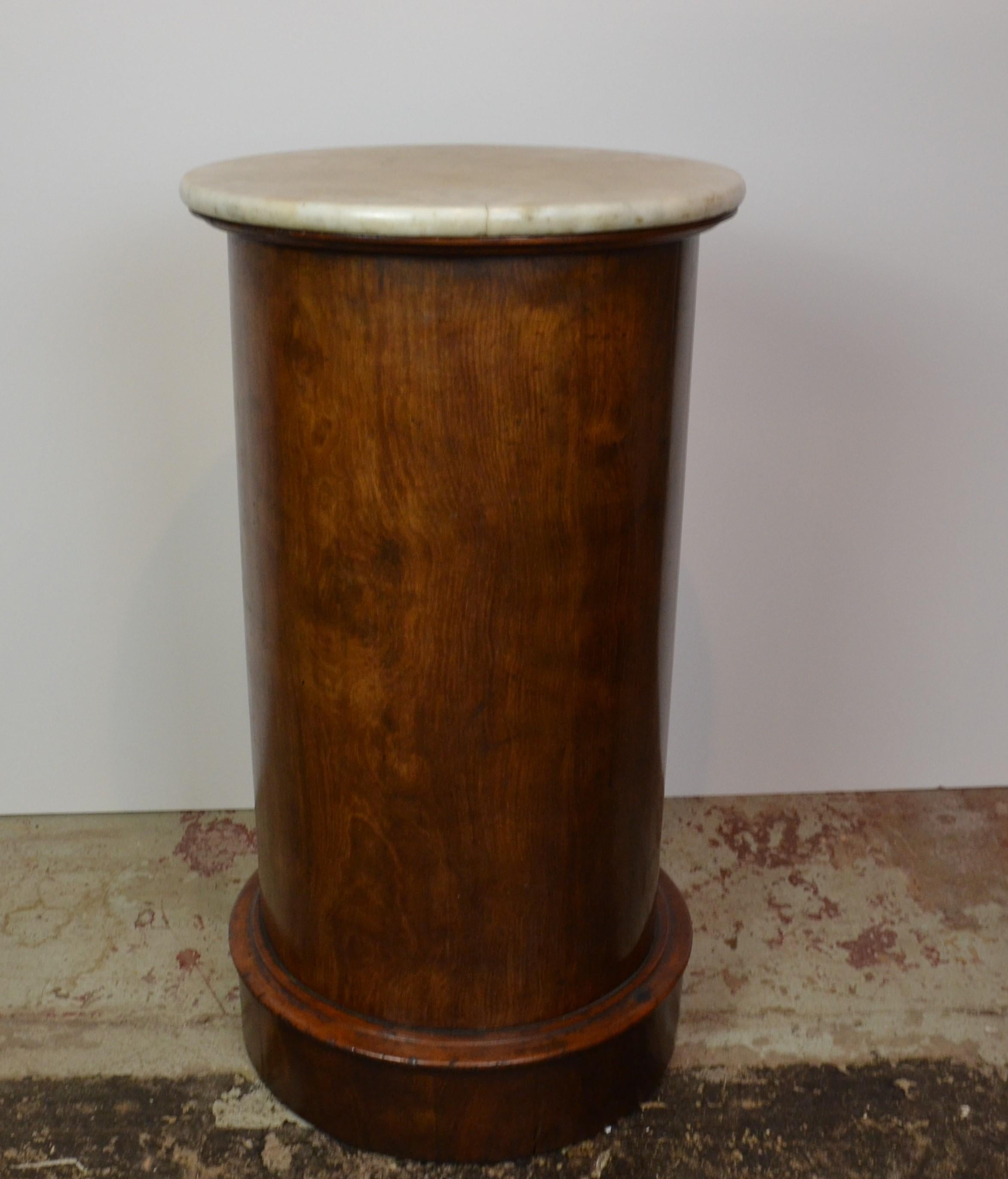 Mid-19th Century Antique Flame Mahogany Marble Top Nightstand