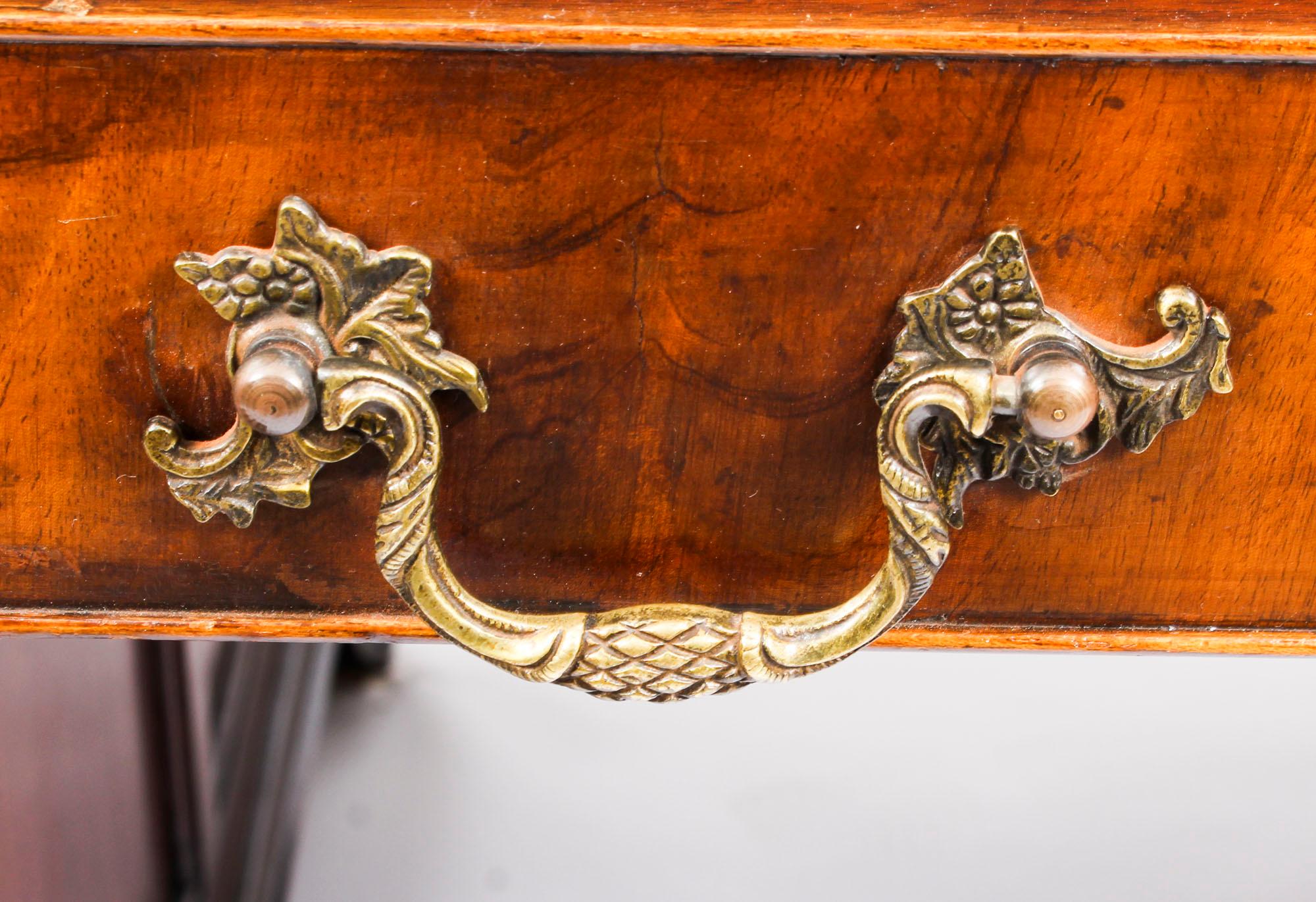 English Antique Flame Mahogany Partners Pedestal Desk George III Revival 19th Century