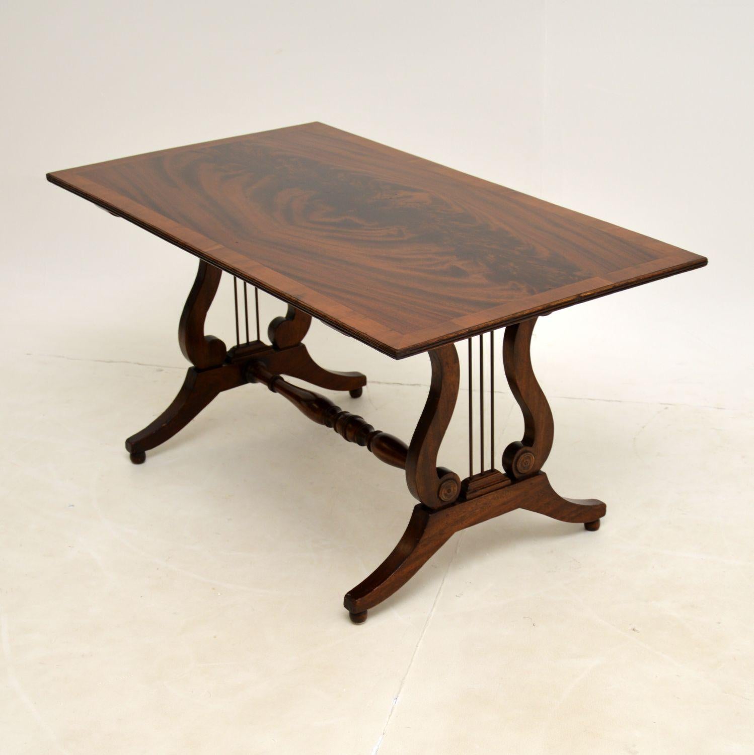 English Antique Flame Mahogany Regency Style Coffee Table