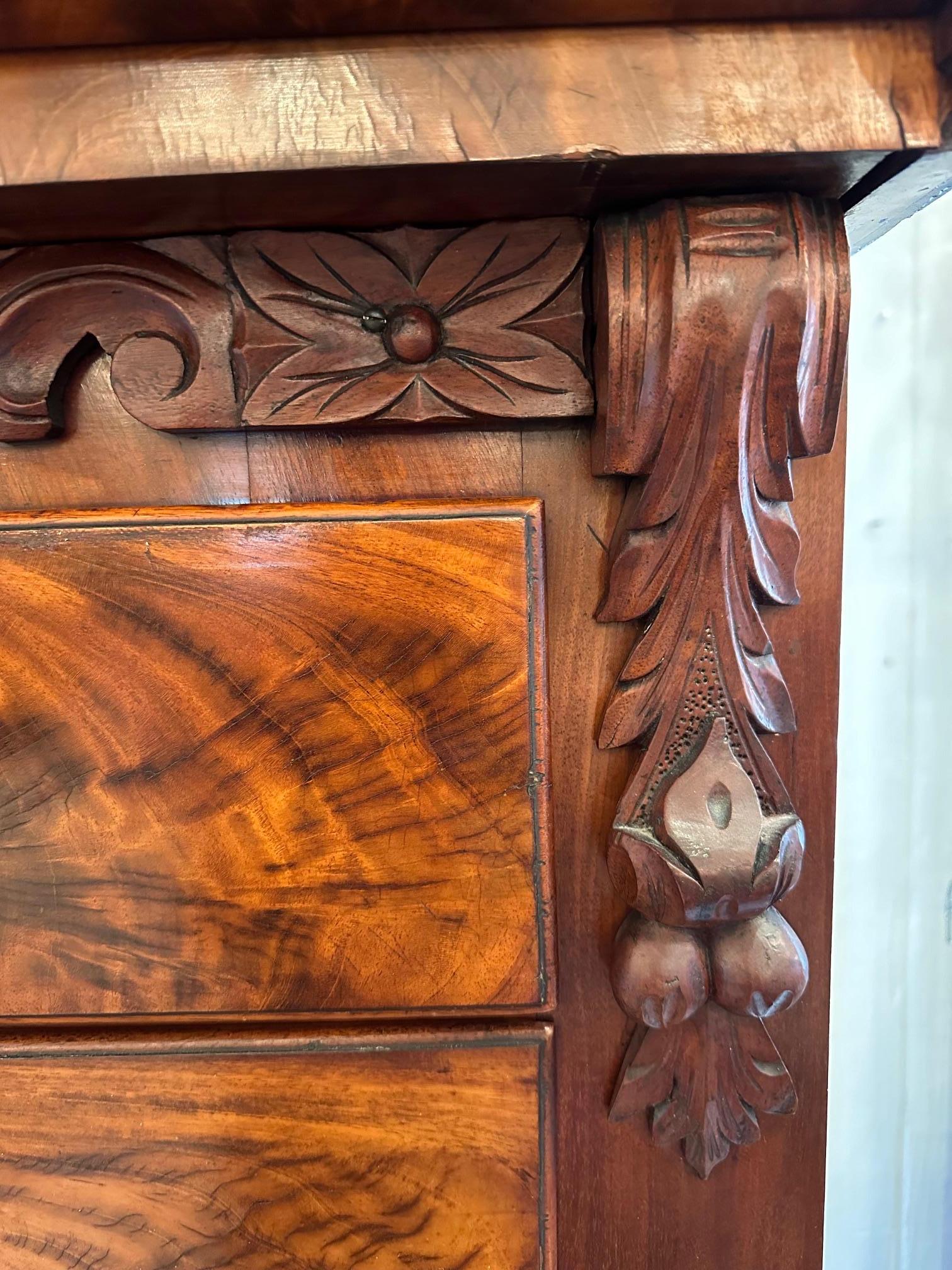 Antique Flame Mahogany Scottish Tall Chest of Drawers 14