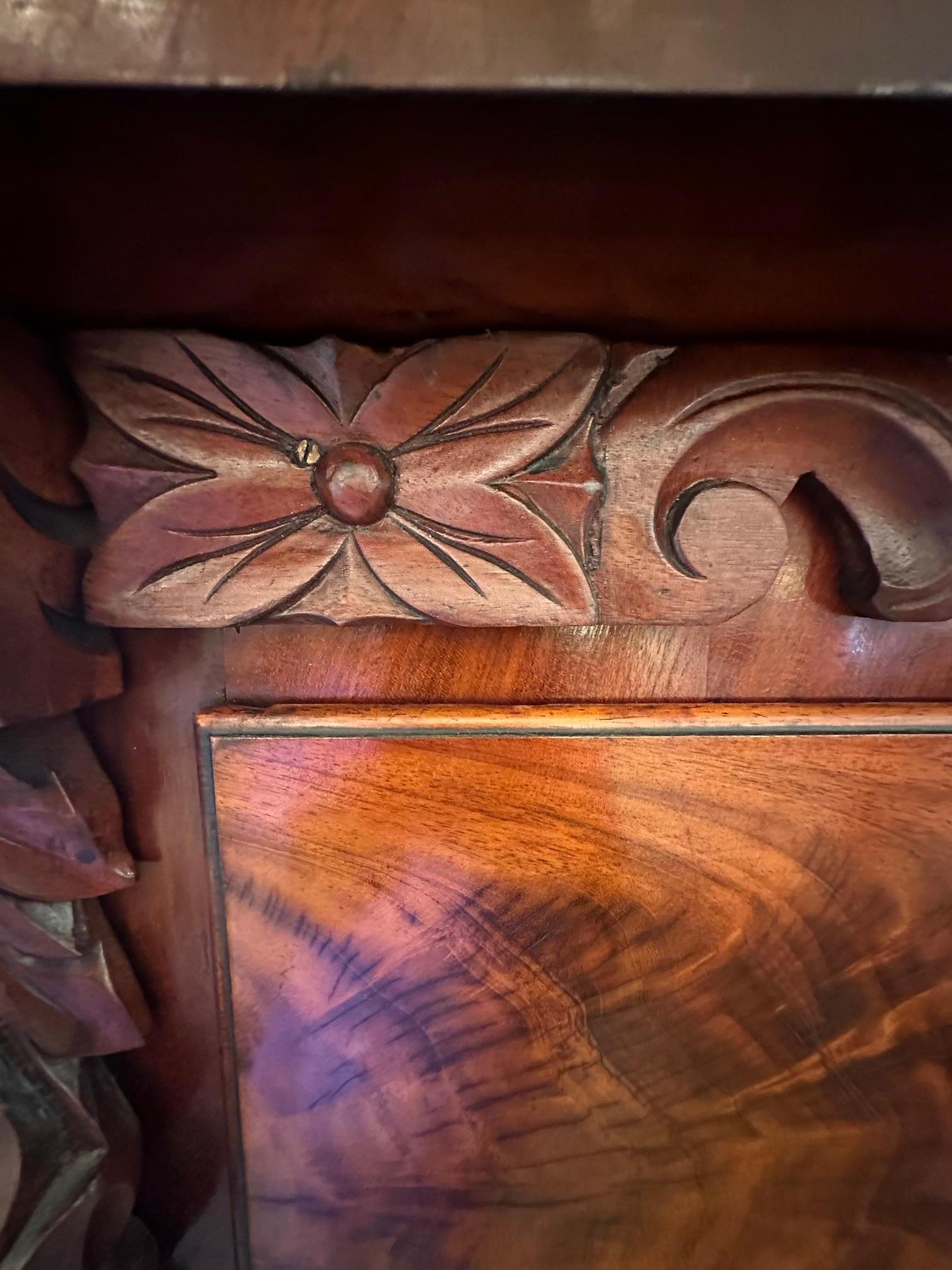 Antique Flame Mahogany Scottish Tall Chest of Drawers 1
