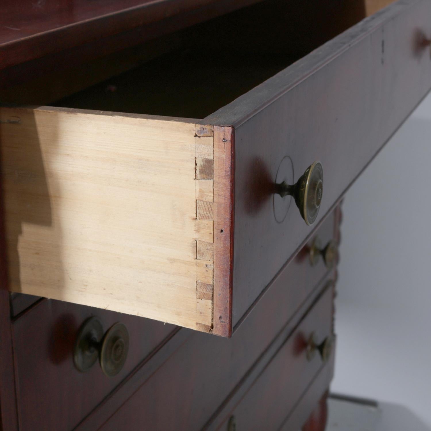 Antique Flame Mahogany Sheraton Chest with Full Rope Twist Columns, circa 1830 4