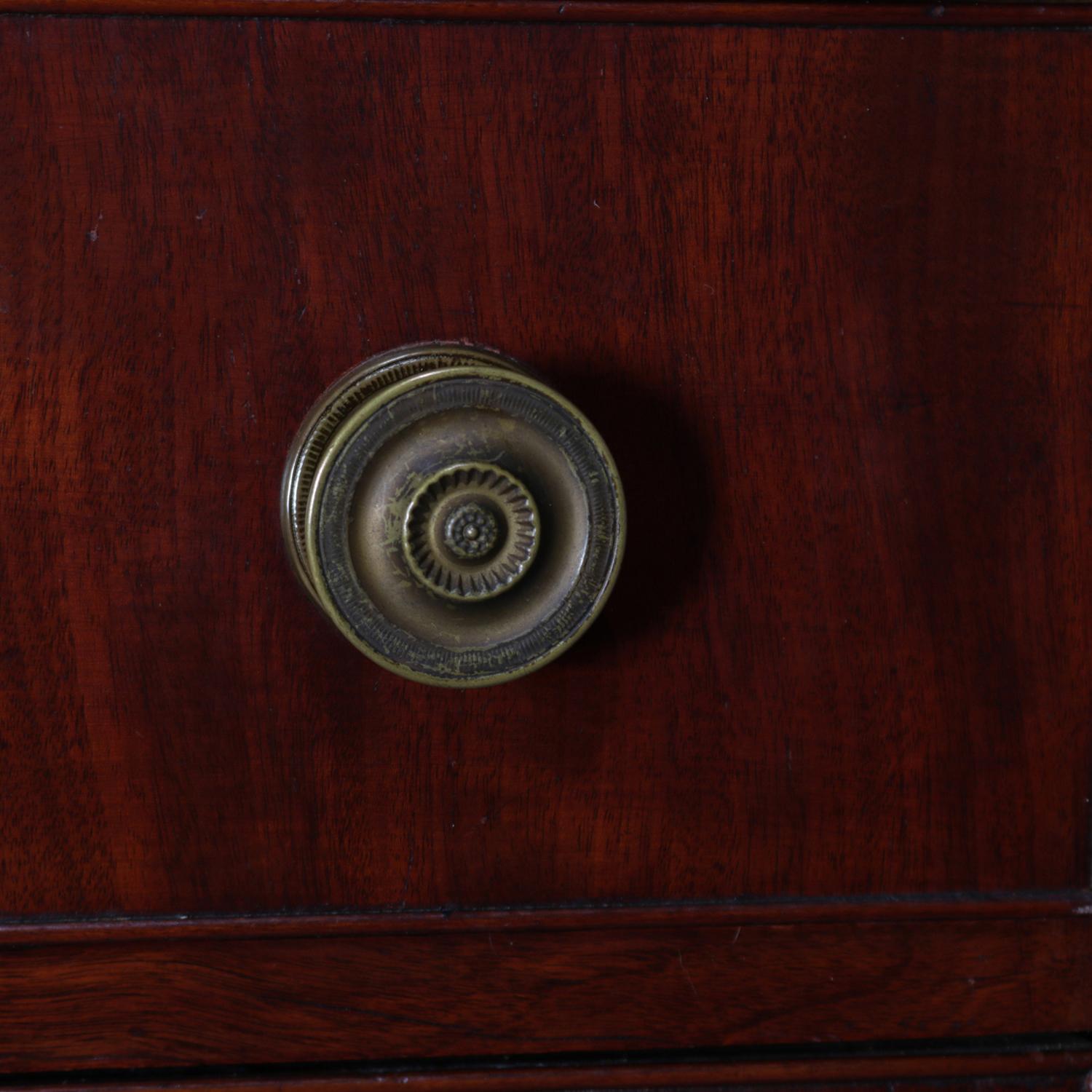 Bronze Antique Flame Mahogany Sheraton Chest with Full Rope Twist Columns, circa 1830