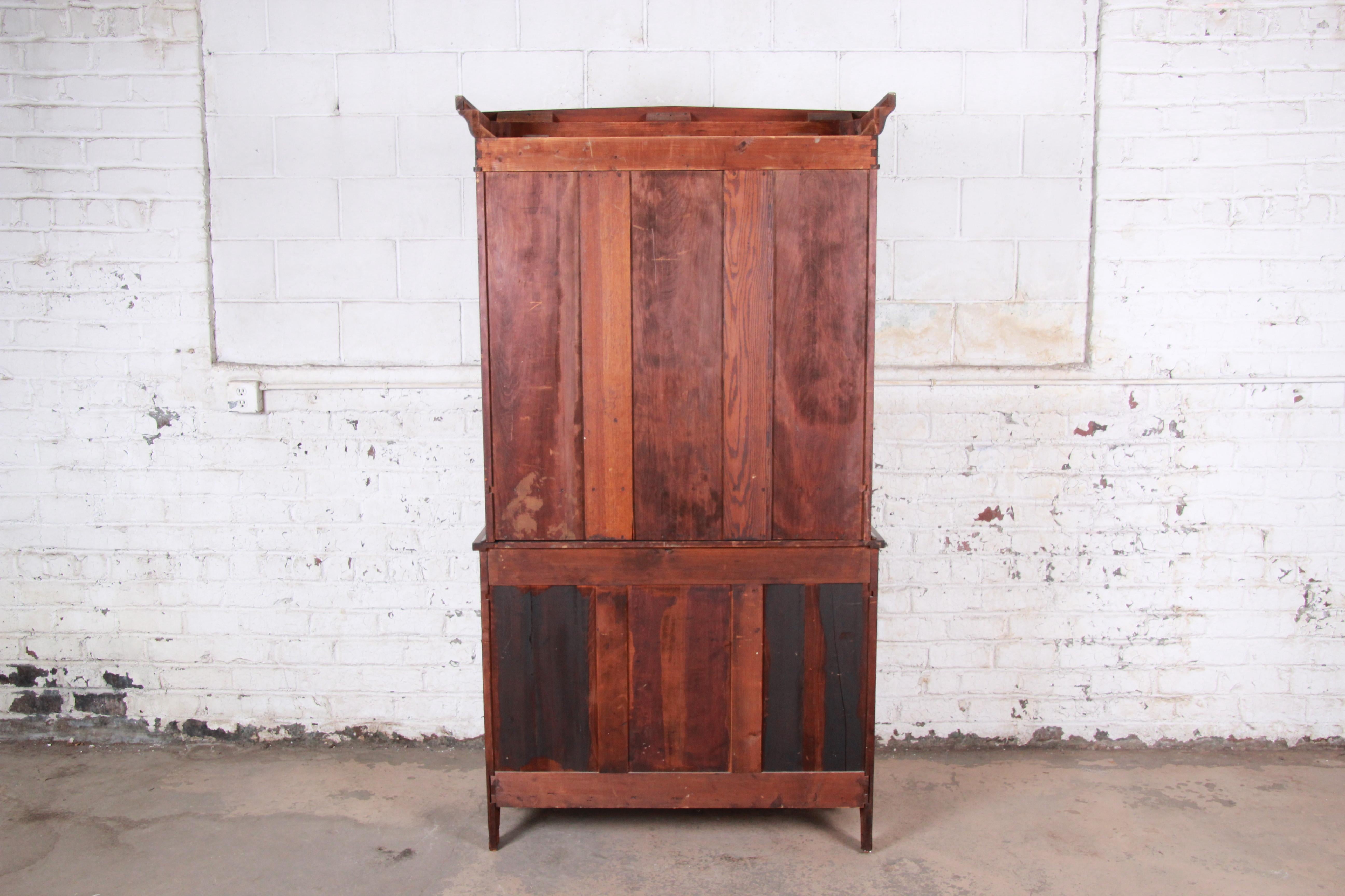 Antique Flame Mahogany Slant Front Secretary Desk with Bookcase, circa 1850s 9