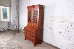 Antique Flame Mahogany Slant Front Secretary Desk with Bookcase, circa 1850s