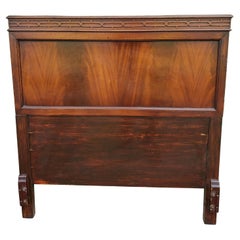 Pair of 1900s American Empire Flame Mahogany Twin Size  Headboards w/ Fretworks
