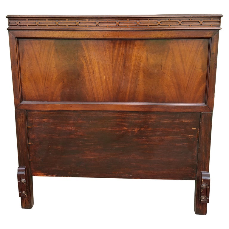 Pair of 1900s American Empire Flame Mahogany Twin Size Headboards w