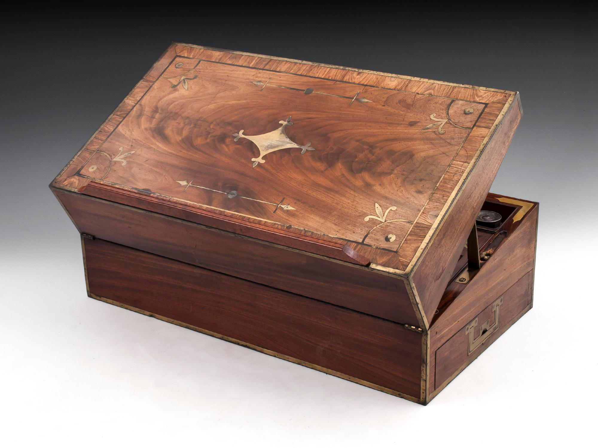 Antique Mahogany Writing Box has secret compartments Early 19th Century  5