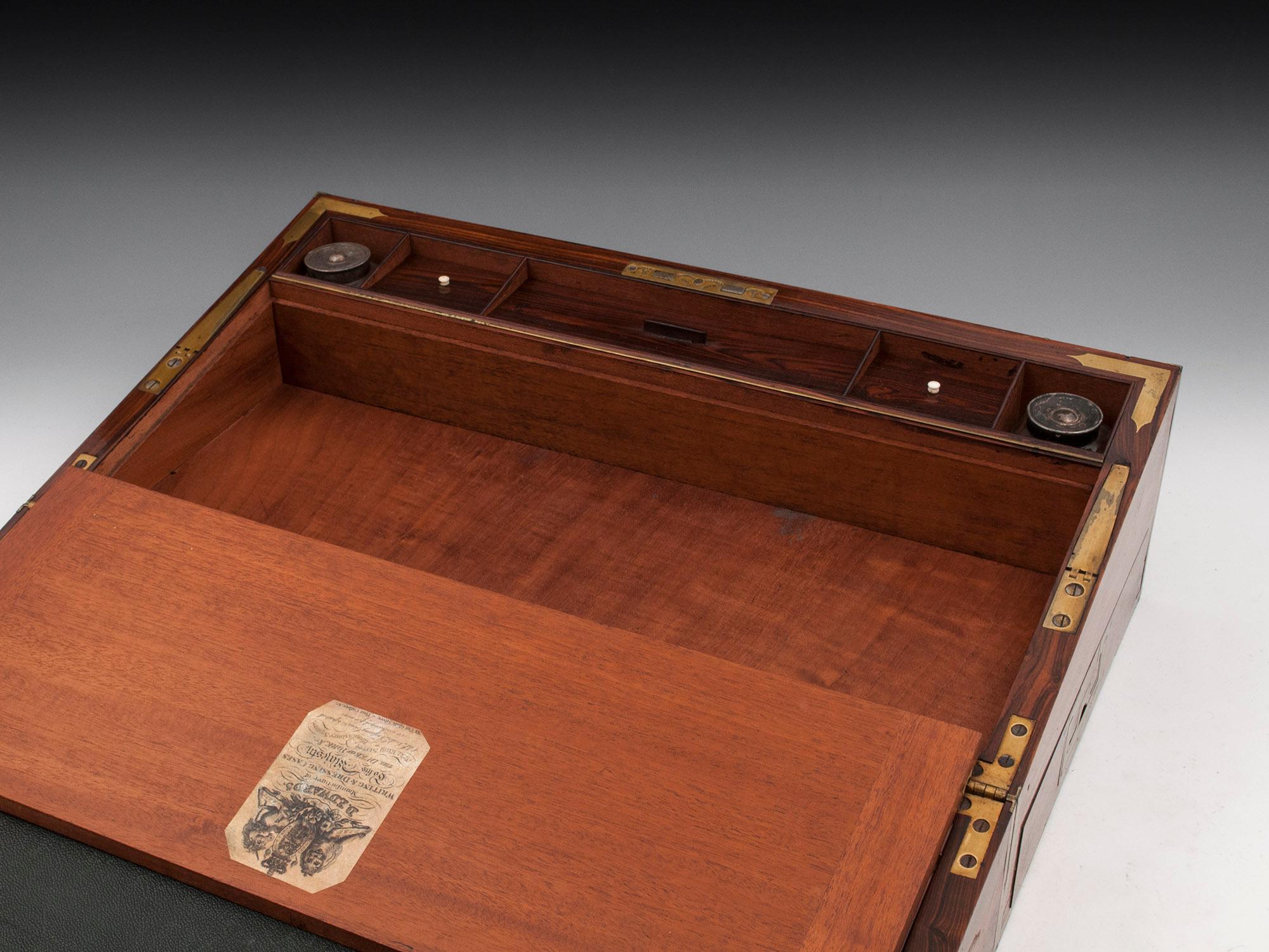 Antique Mahogany Writing Box has secret compartments Early 19th Century  6
