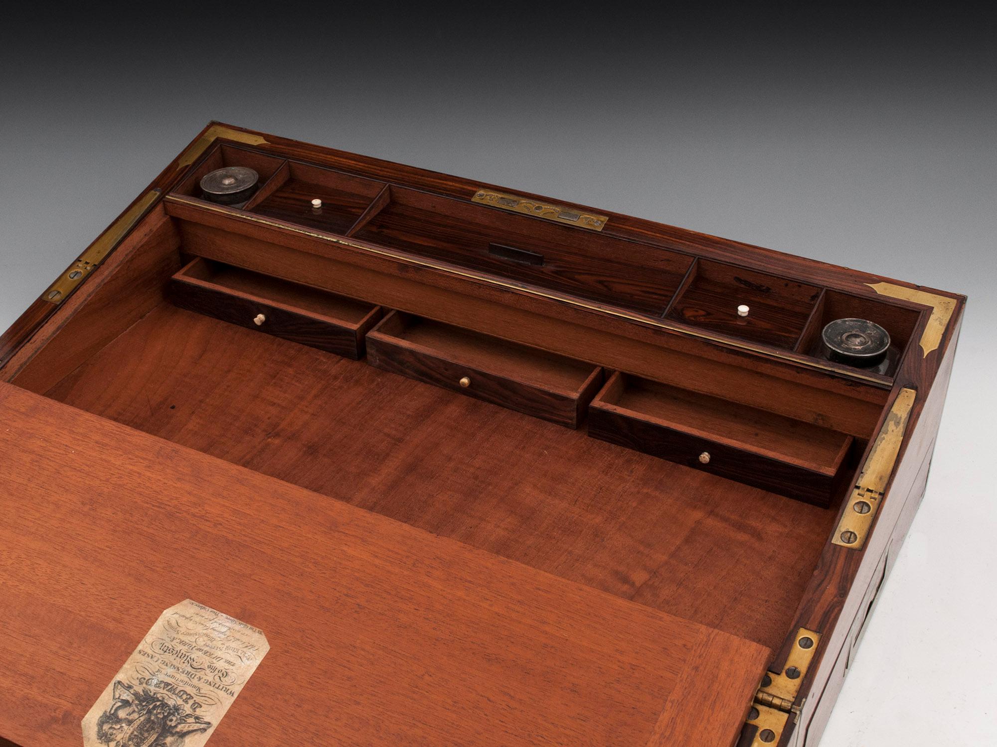 Antique Mahogany Writing Box has secret compartments Early 19th Century  11