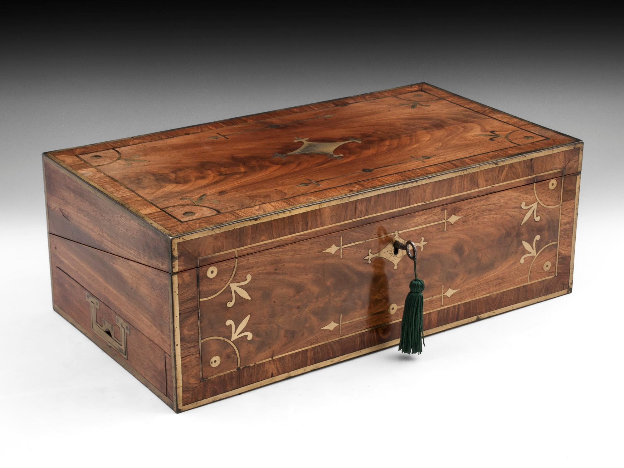 Antique Mahogany Writing Box has secret compartments Early 19th Century  12
