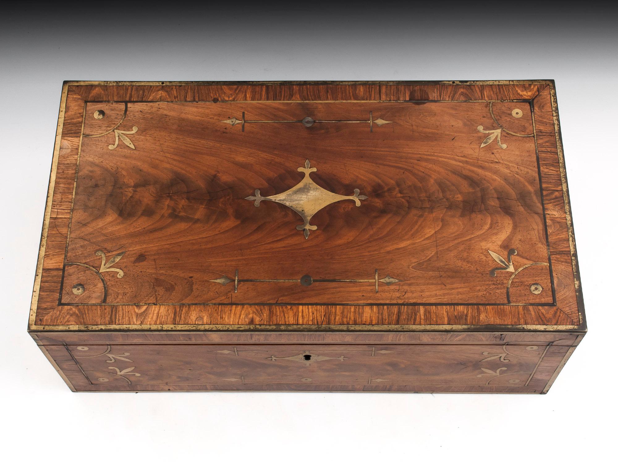 George IV Antique Mahogany Writing Box has secret compartments Early 19th Century 