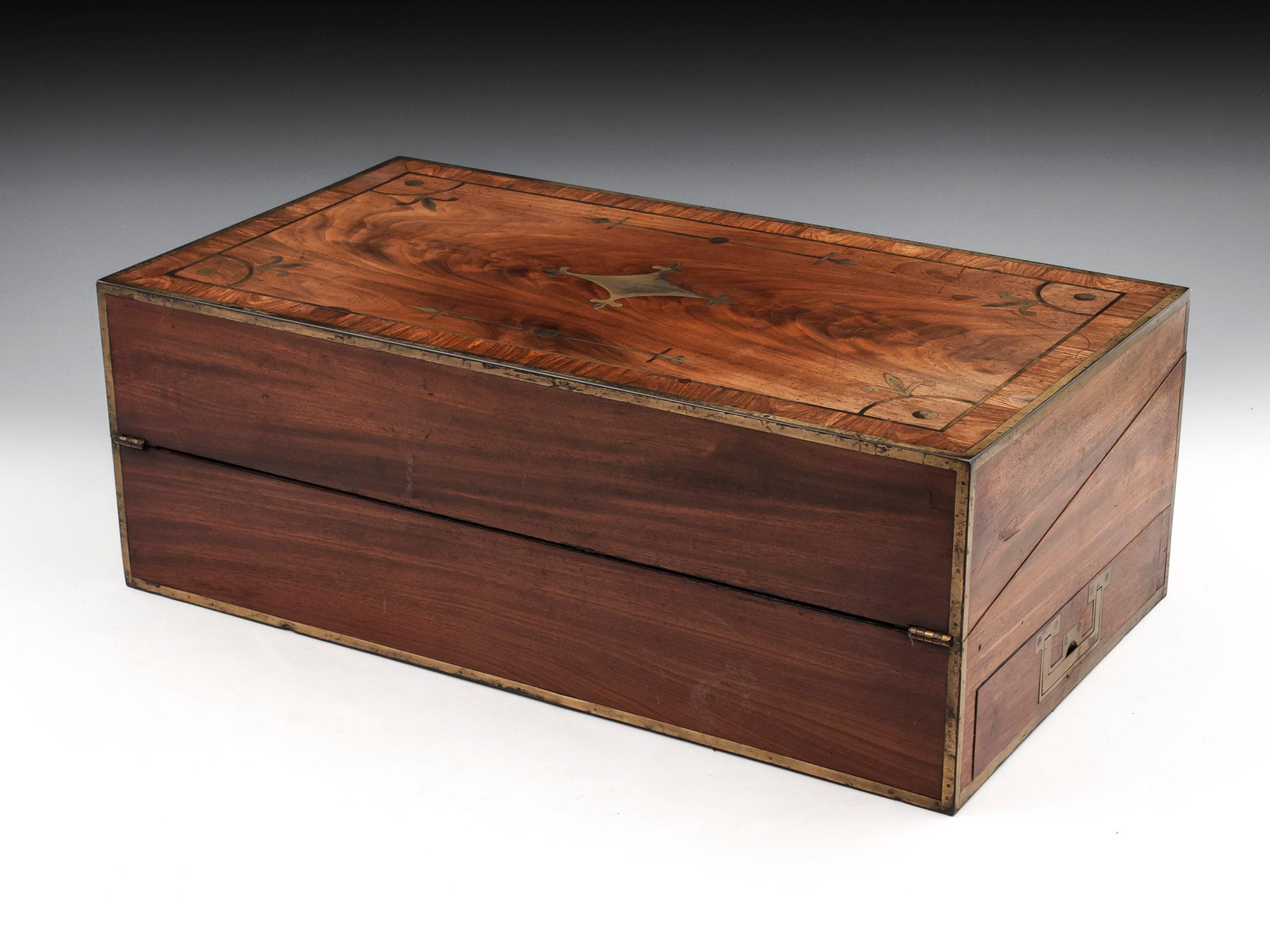 Antique Mahogany Writing Box has secret compartments Early 19th Century  In Good Condition In Northampton, United Kingdom