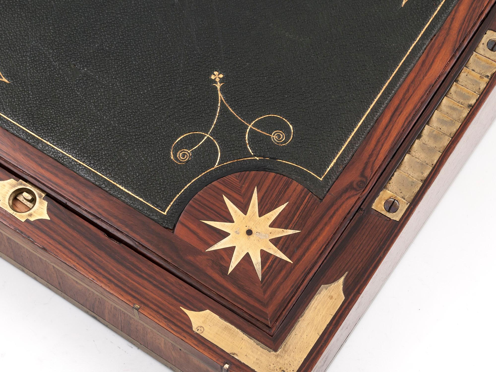Antique Mahogany Writing Box has secret compartments Early 19th Century  3