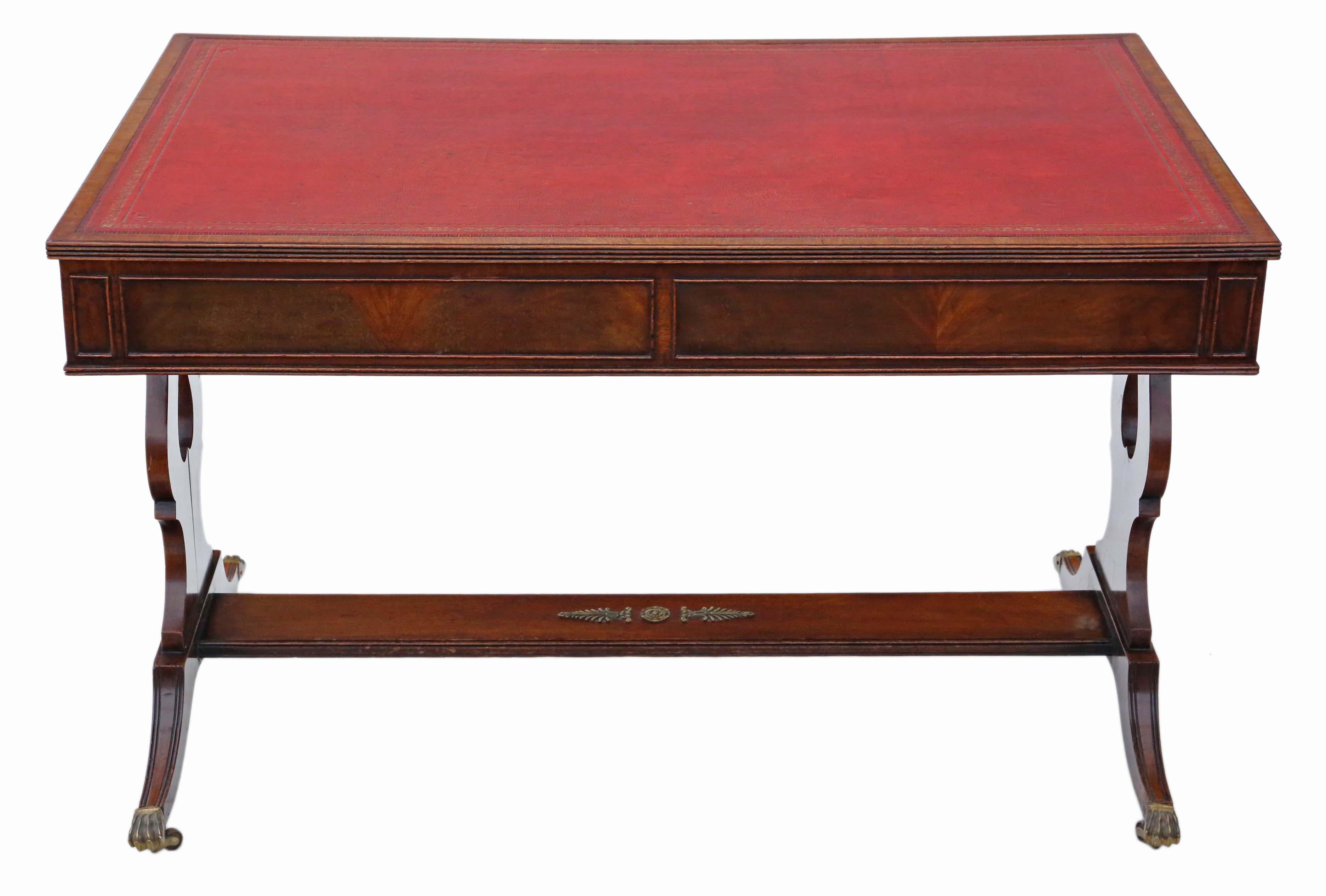 Antique Flame Mahogany Writing Table Desk 19th Century Revival, C1920 7
