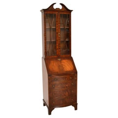 Vintage Georgian Style Flame Grained Bureau Bookcase