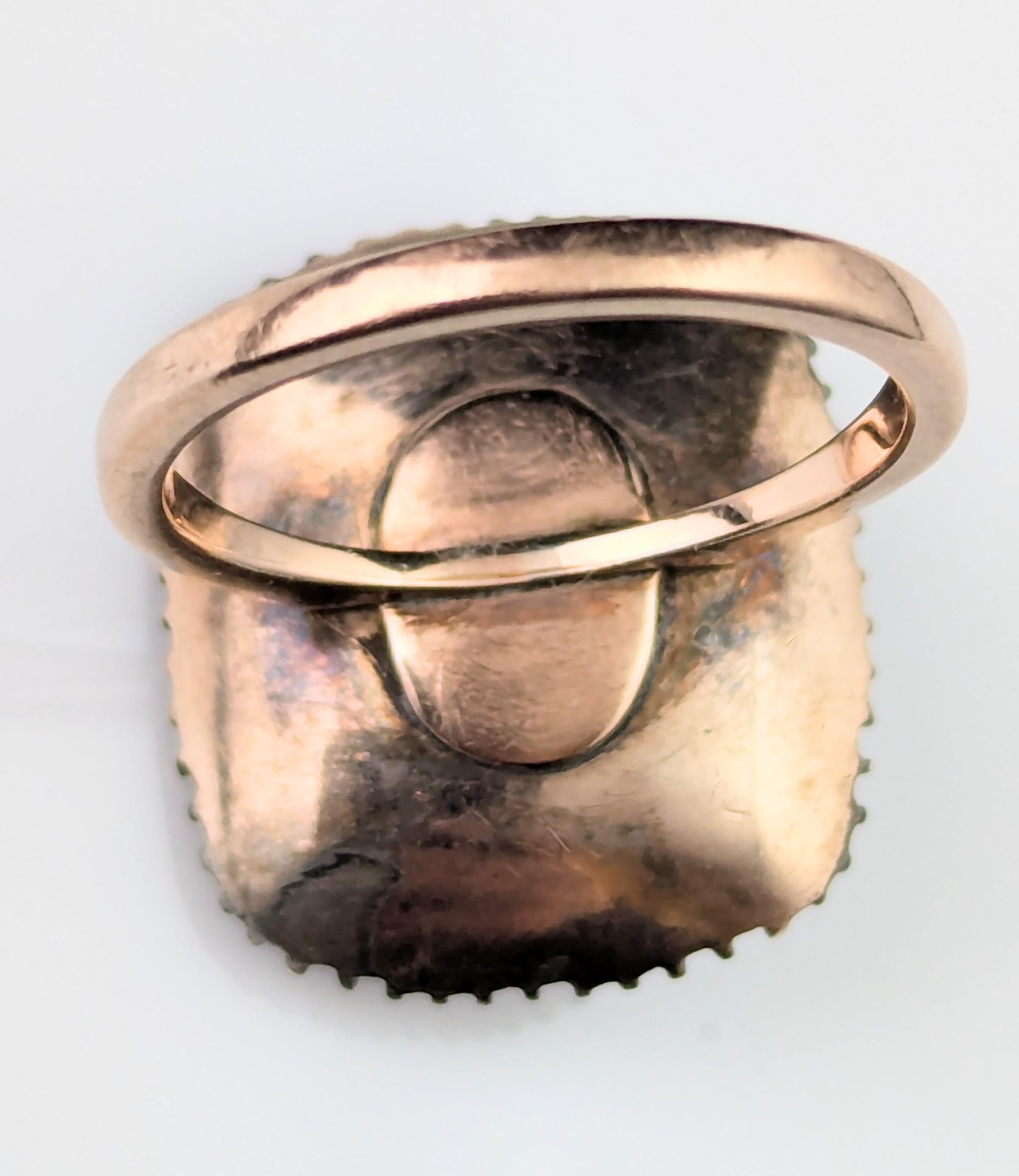 Antique Flat cut Garnet mourning ring, 9k Rose gold, Pearl 4