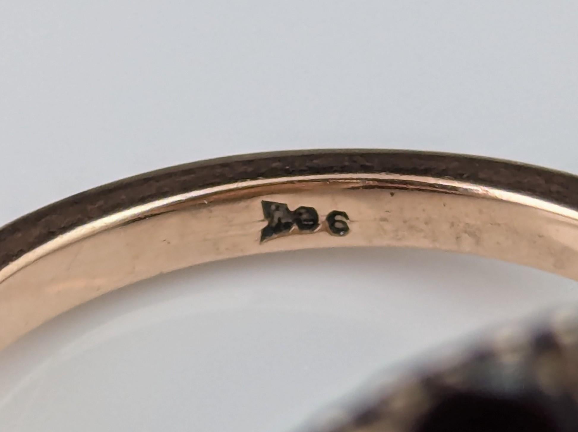 Antique Flat cut Garnet mourning ring, 9k Rose gold, Pearl 3