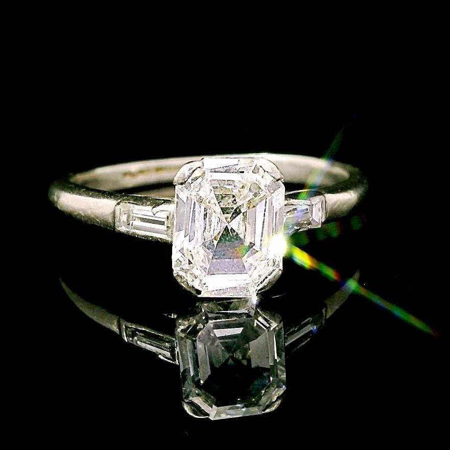 Edwardian Antique Flat Step Cut Diamond ring, ca. 1900 For Sale