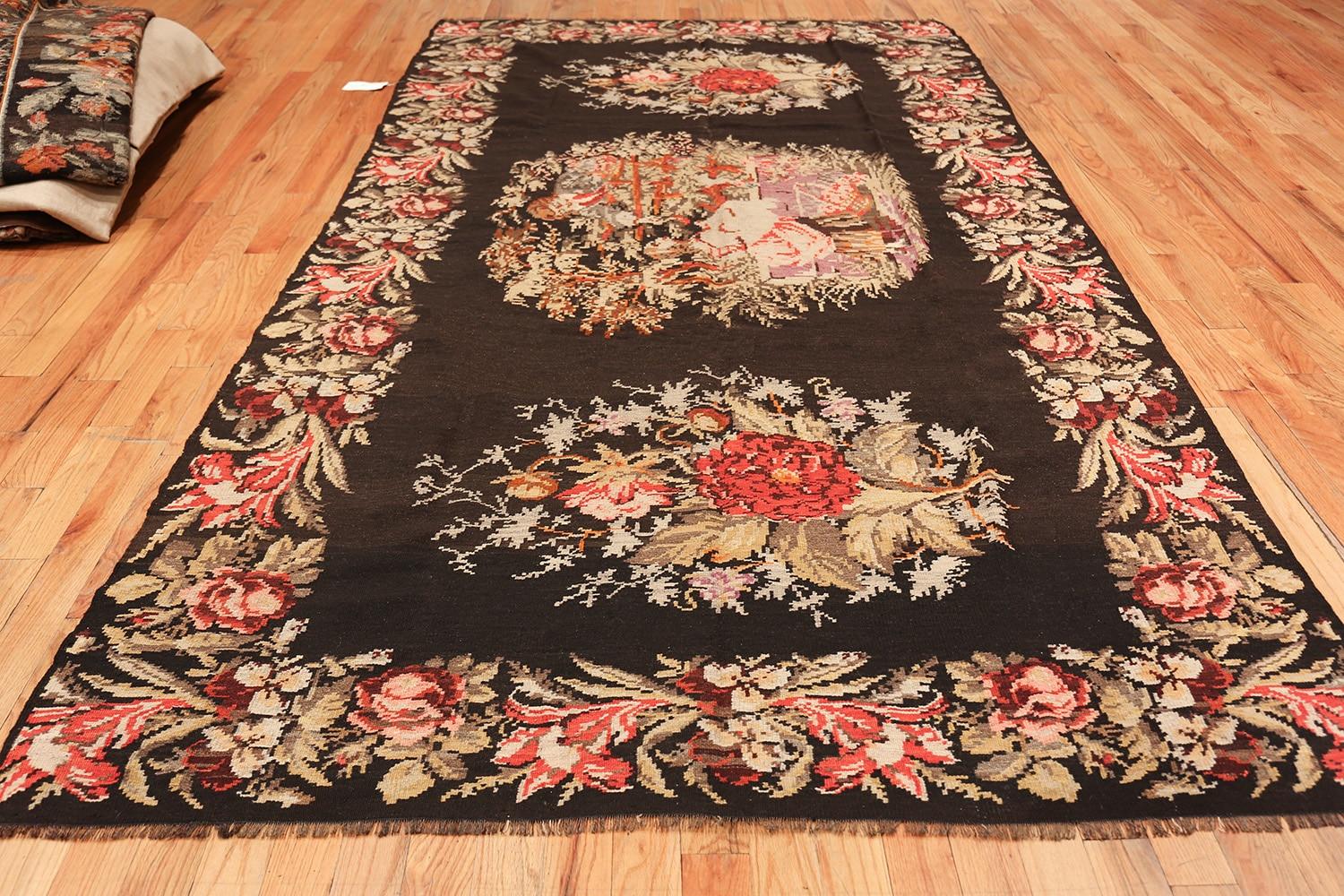 Antique Flat-Woven Romanian Bessarabian Kilim Rug. Size: 6 ft 3 in x 11 ft 6 in  For Sale 4