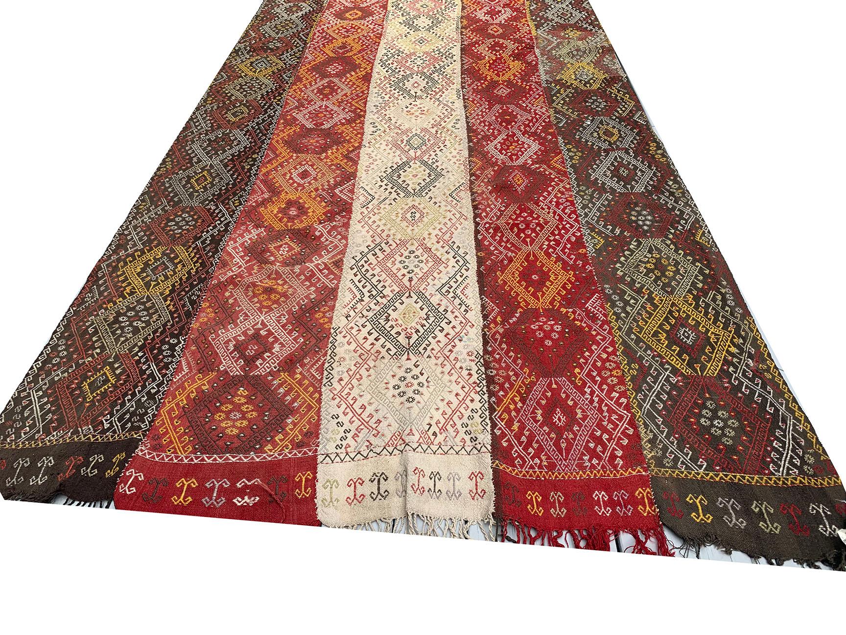 Afghan Antique Flatweave Jajim Weaving 5'11 x 14'11. For Sale