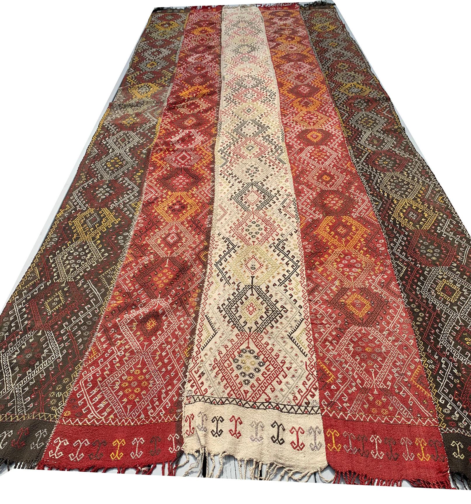 Hand-Woven Antique Flatweave Jajim Weaving 5'11 x 14'11. For Sale
