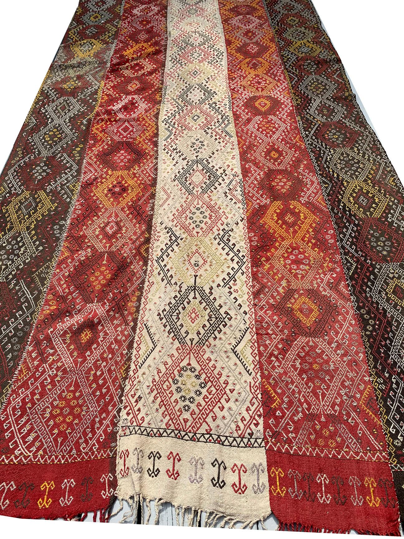 Tessuto a mano Tessitura antica a trama piatta Jajim 5'11 x 14'11 in vendita