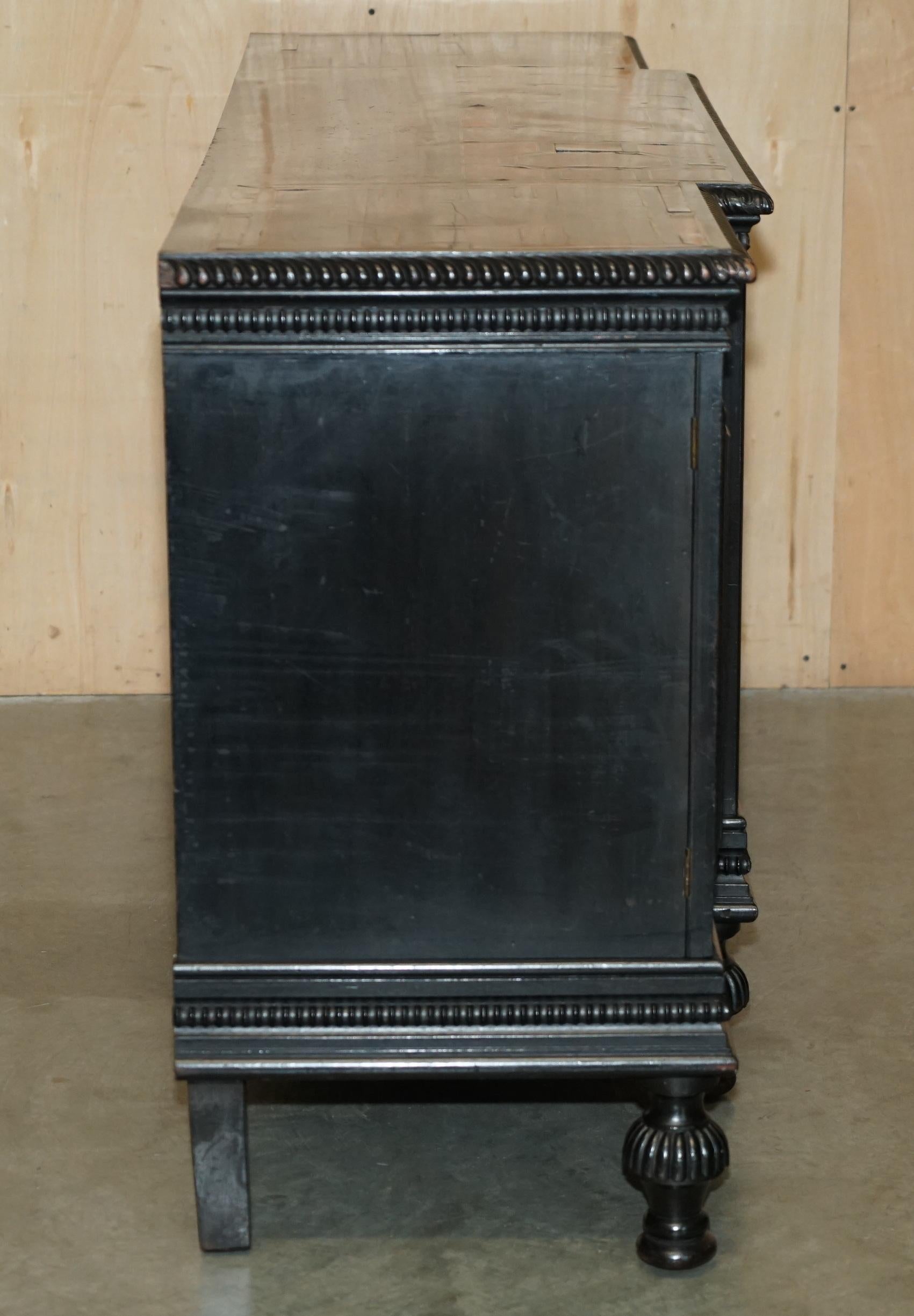 ANTIQUE FLEMISH 18TH CENTURY EBONiSED BRONZE CHERUB & TORTOISESHELL SIDEBOARD 12