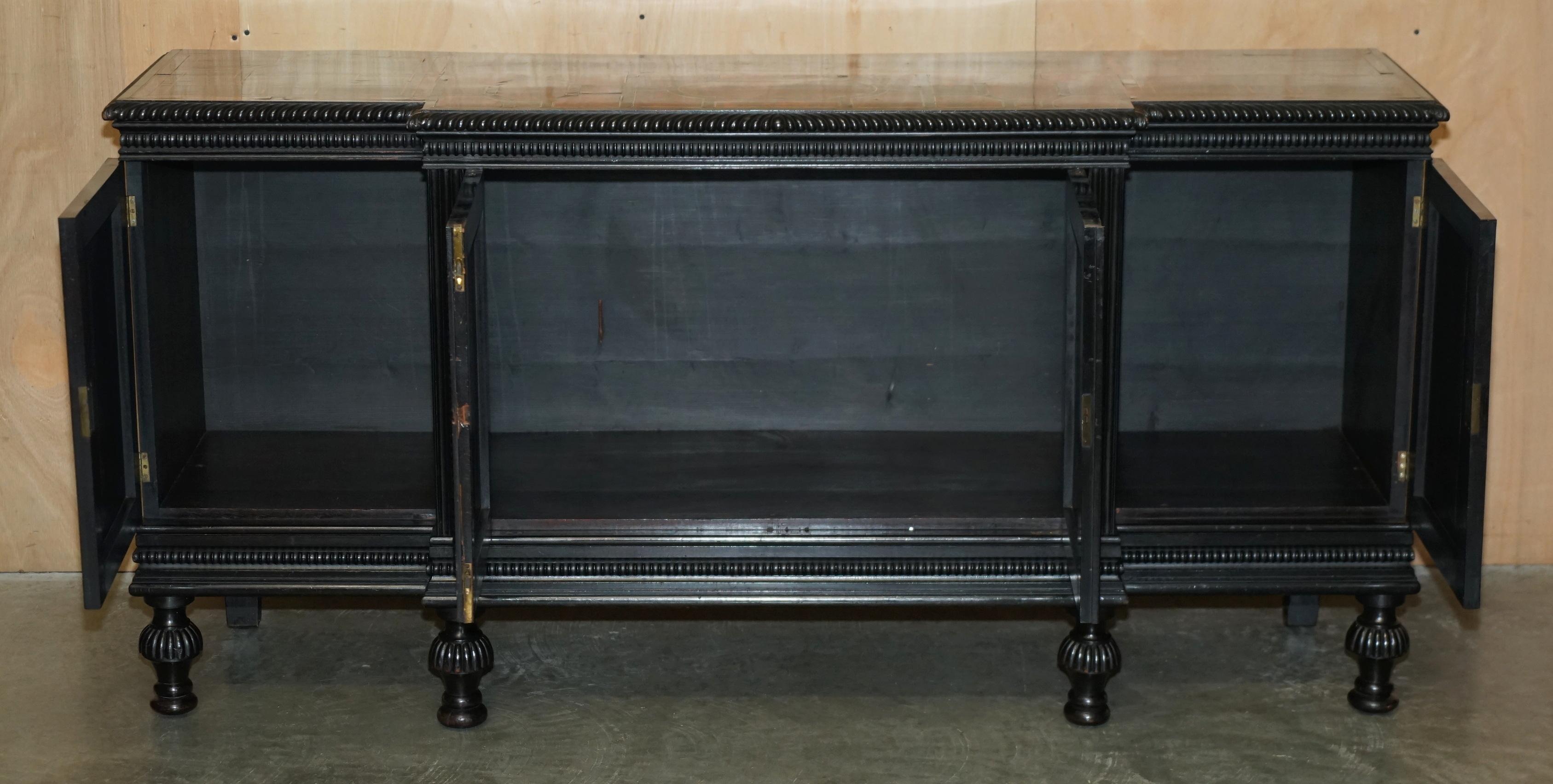 ANTIQUE FLEMISH 18TH CENTURY EBONiSED BRONZE CHERUB & TORTOISESHELL SIDEBOARD 14
