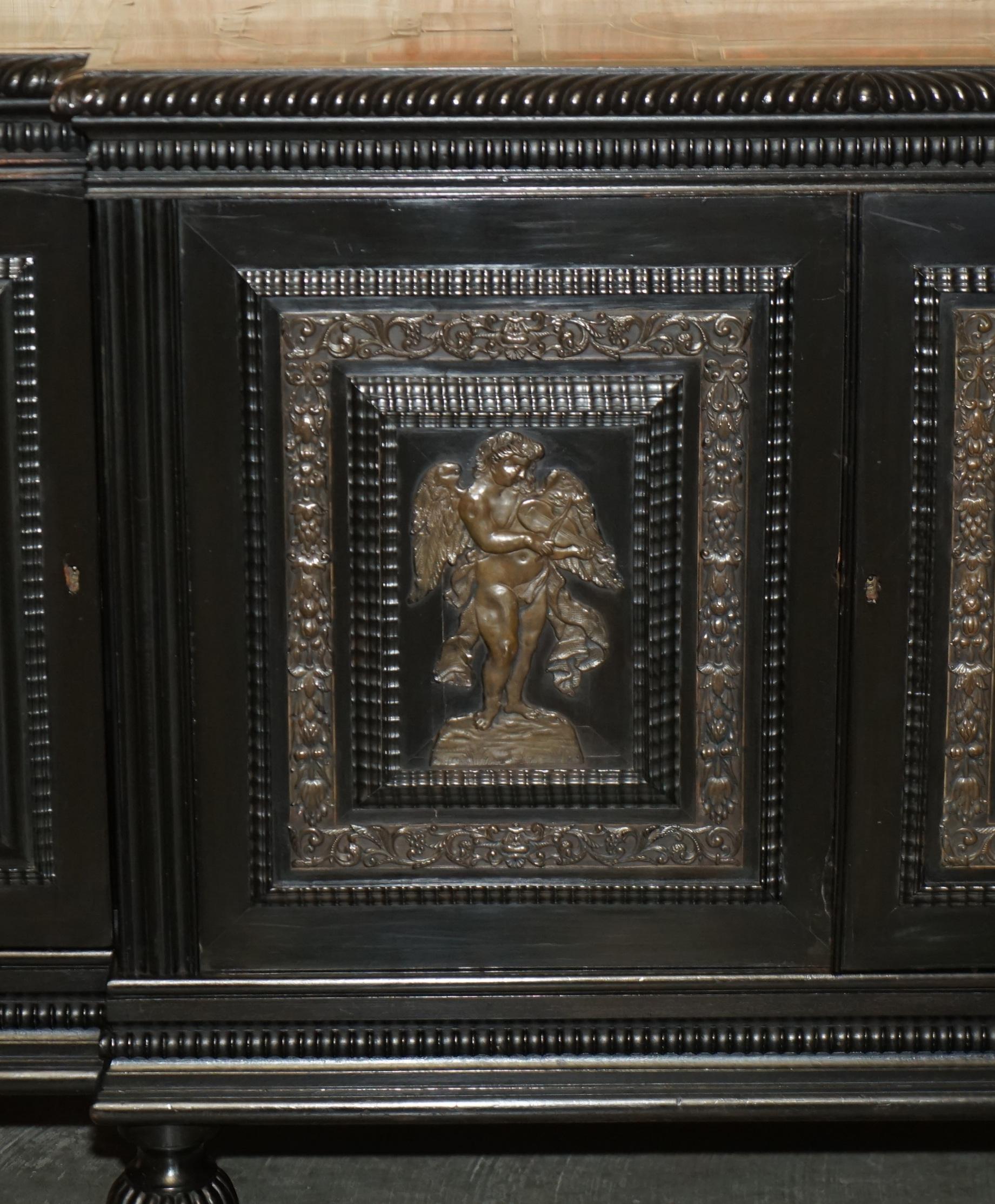 ANTIQUE FLEMISH 18TH CENTURY EBONiSED BRONZE CHERUB & TORTOISESHELL SIDEBOARD In Good Condition In West Sussex, Pulborough