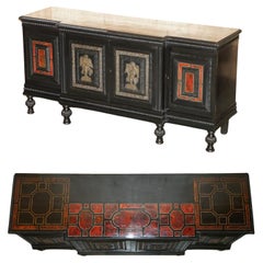 ANTIQUE FLEMISH 18TH CENTURY EBONiSED BRONZE CHERUB & TORTOISESHELL SIDEBOARD