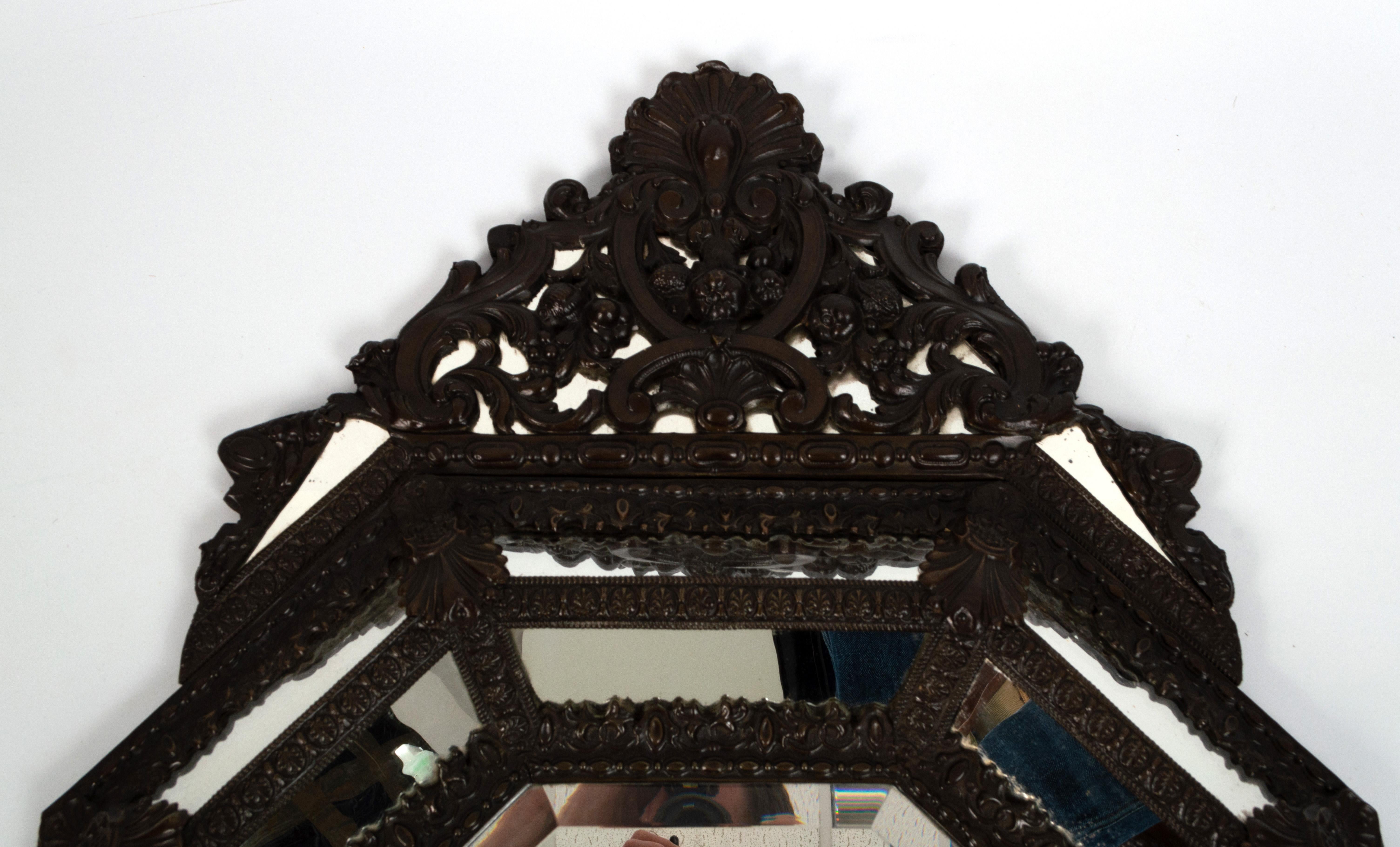 Antique Flemish 19th Century Marginal  Repousse Mirror, circa 1880 In Good Condition For Sale In London, GB