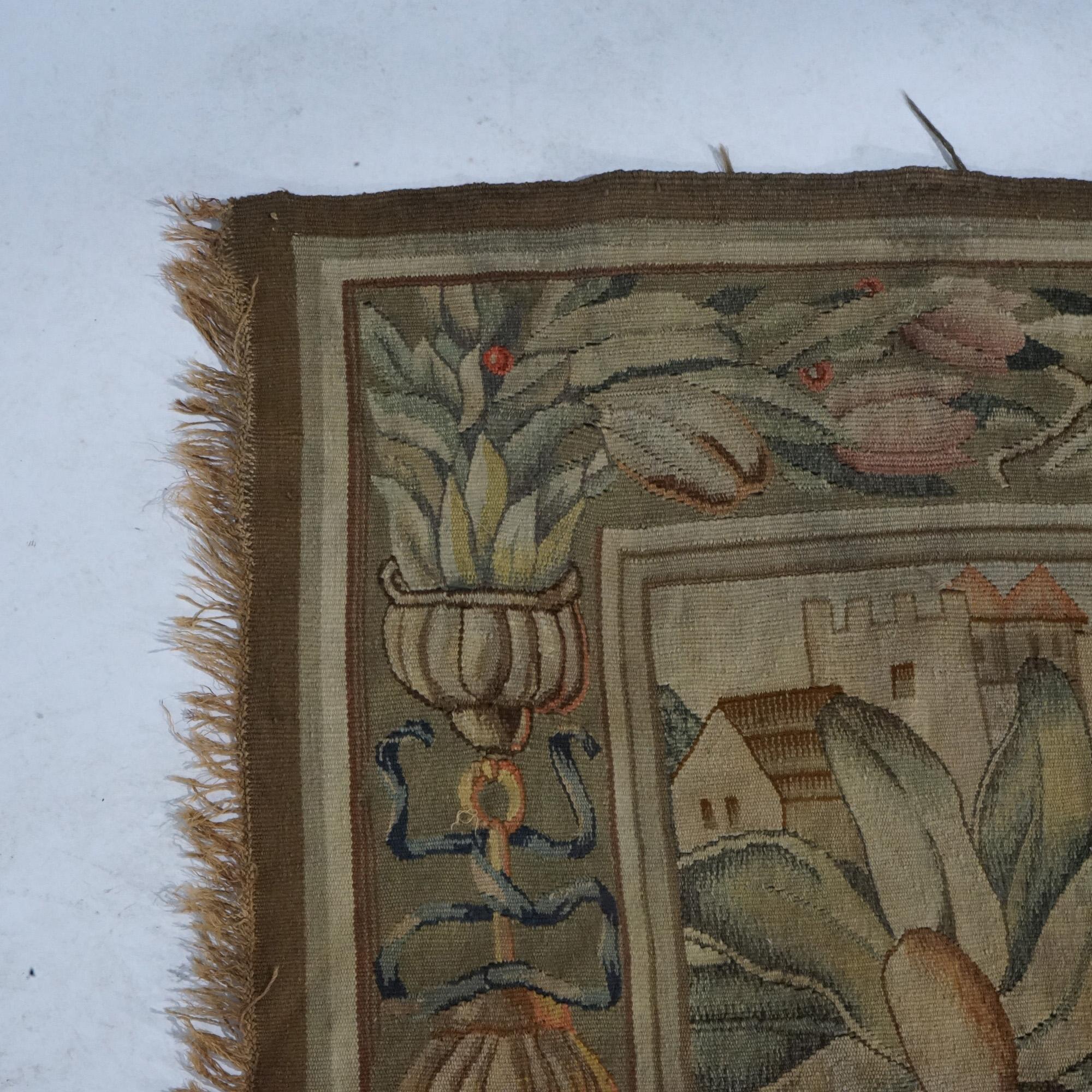 Antique Flemish Belgian Wall Tapestry with Genre Scene 19thC For Sale 1