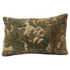 Antique Flemish Brussels Verdure Tapestry Pillow, 17th Century