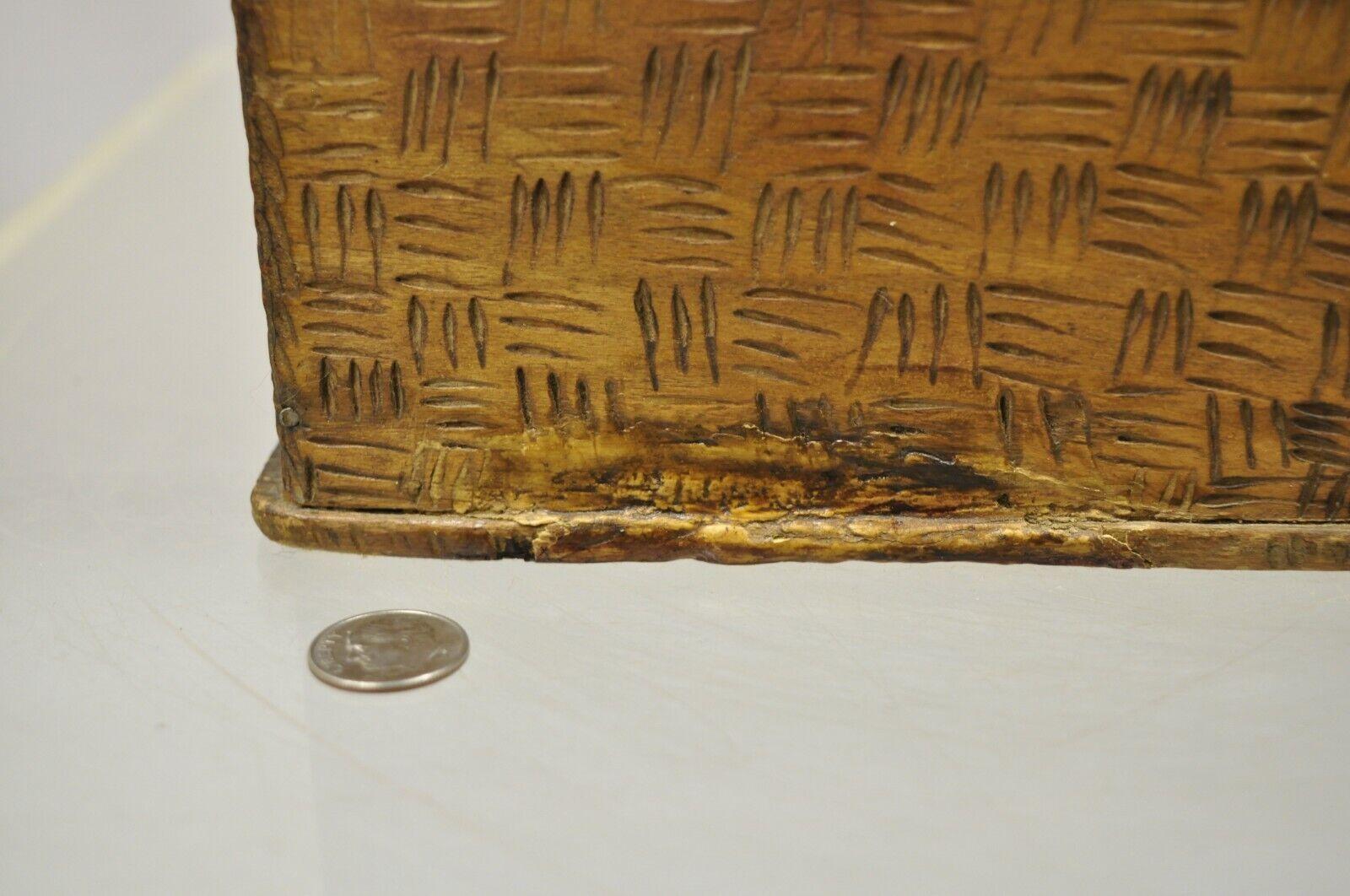 Antique Flemish Burn Carved Wood Pyrography Square Trinket Box 3