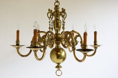 Antique Flemish Chandelier Georgian Style 19th Century Solid Brass Classic Lamp