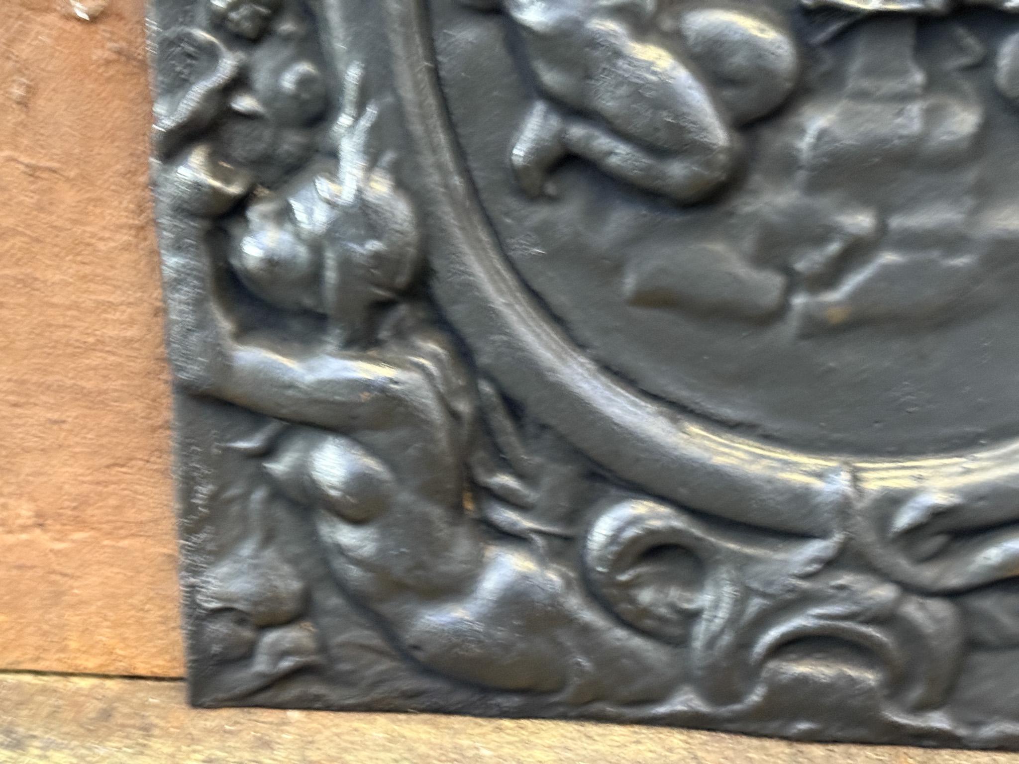 Antique Flemish 'Cupids with Decoration' Fireback / Backsplash For Sale 3