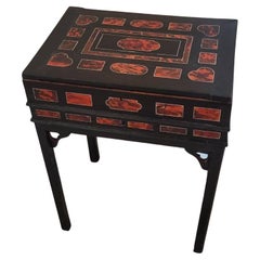 Antique Flemish Dutch Antwerp Red Tortoiseshell Box Cabinet Chest On Stand