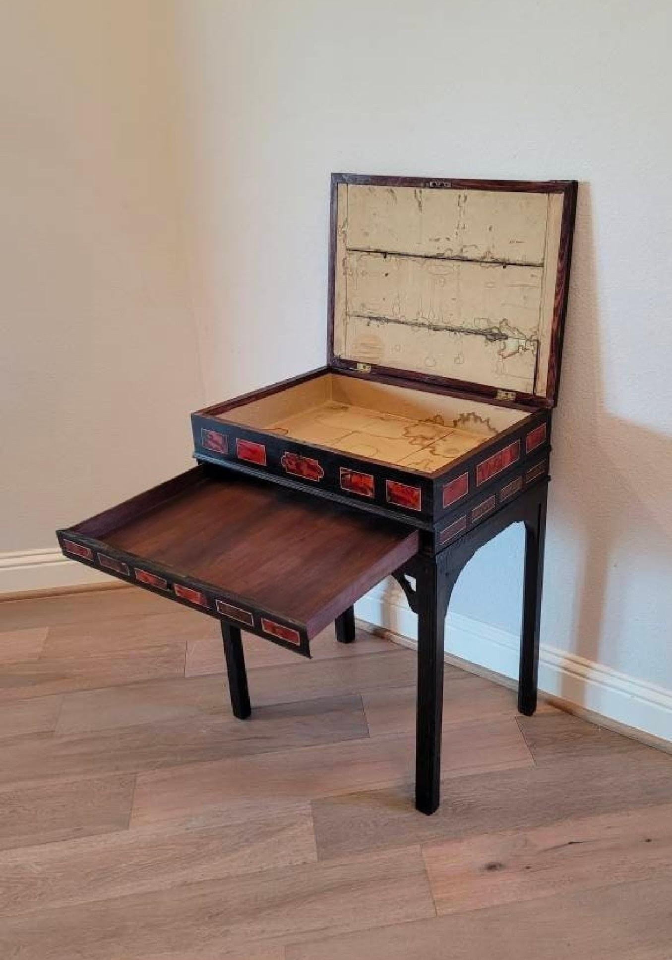 Antique Flemish Dutch Antwerp Red Tortoiseshell Box Cabinet Chest On Stand For Sale 2