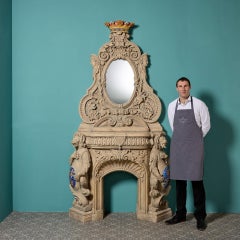 Antique Flemish Fire-Clay Fire Surround and Chimney Piece