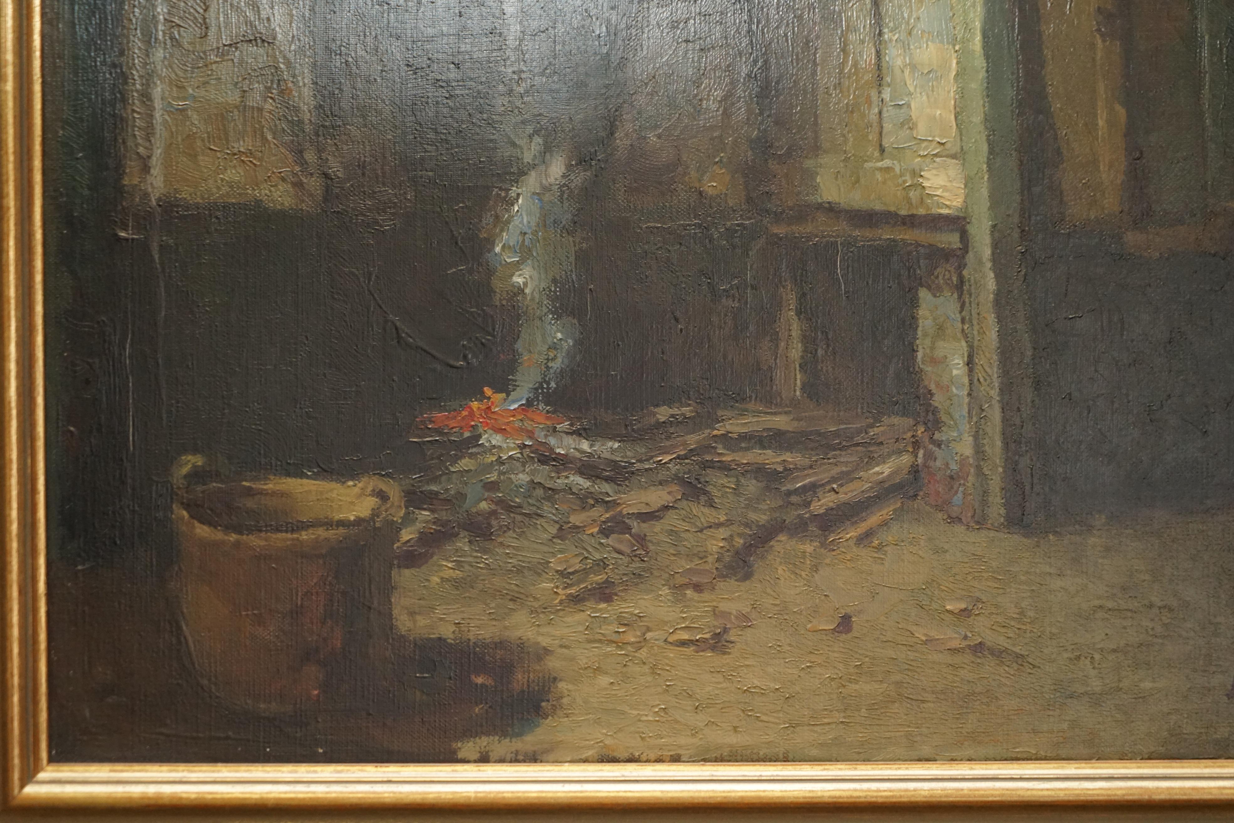 Ancienne peinture à l'huile flamande exposée dans un musée au petit musée, signée Demoen en vente 7