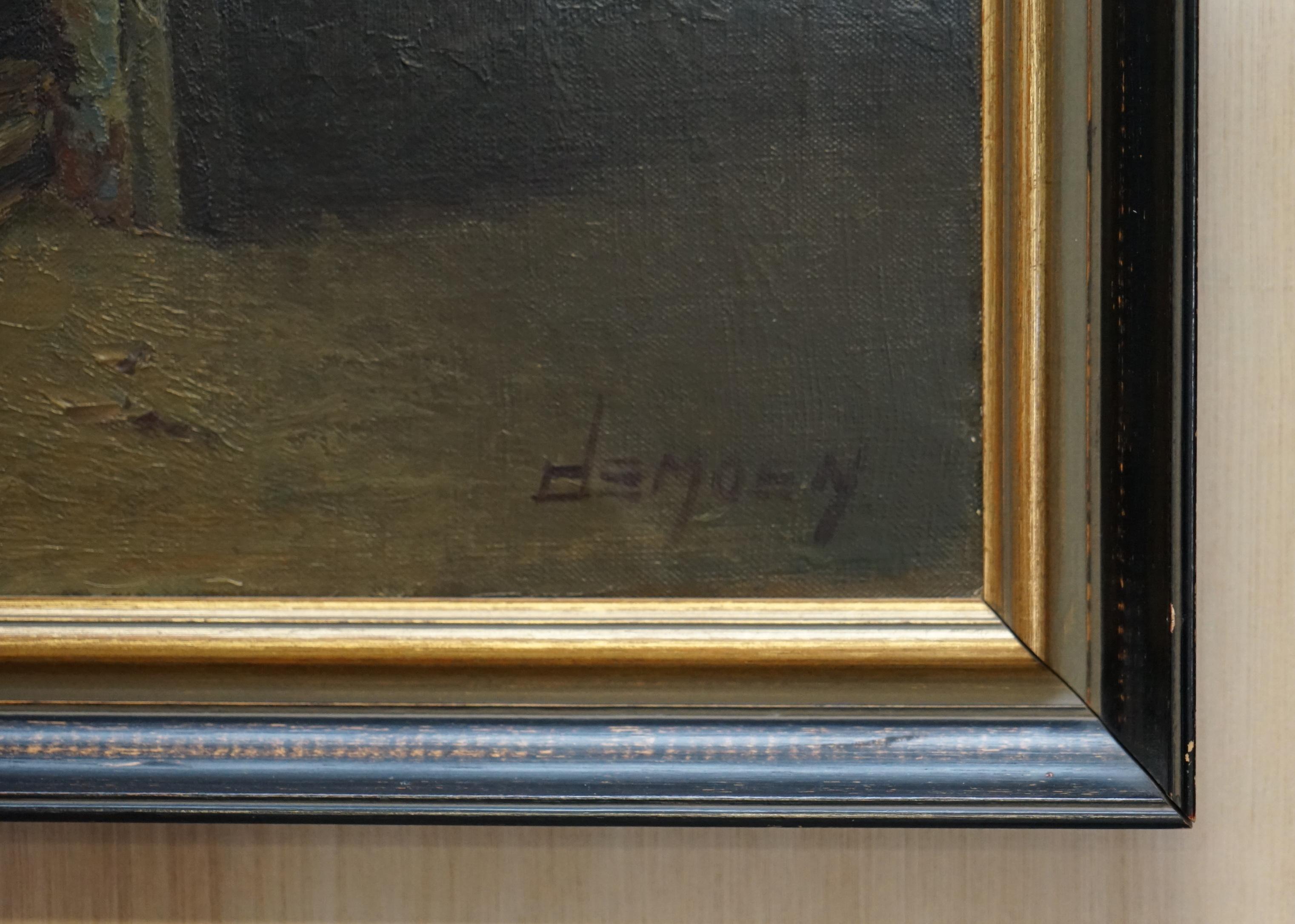 Ancienne peinture à l'huile flamande exposée dans un musée au petit musée, signée Demoen en vente 1