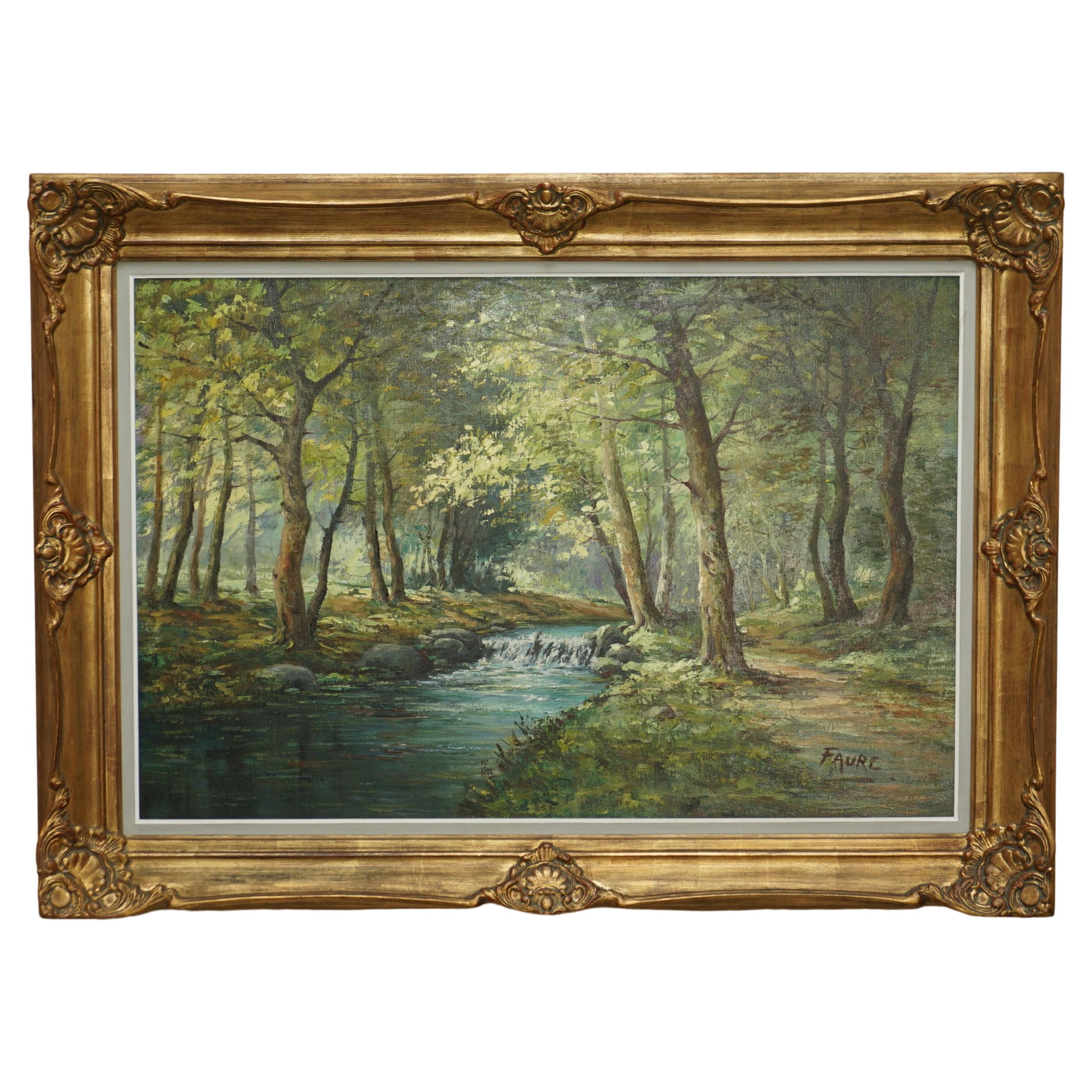 Antique Flemish Oil Painting Signed Faure Van Overbroek circa 1880 Rural Scene For Sale