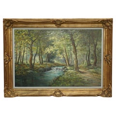Antique Flemish Oil Painting Signed Faure Van Overbroek circa 1880 Rural Scene