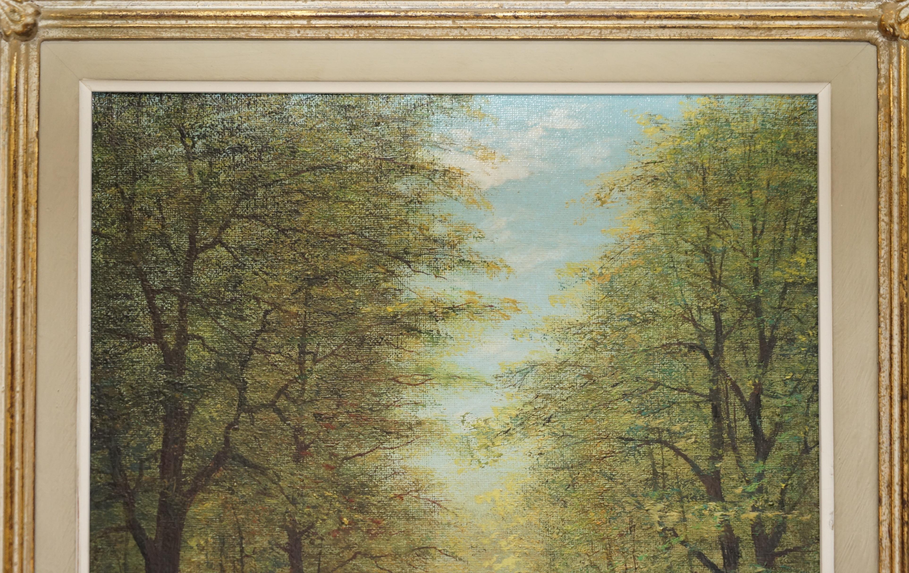 Antique Flemish Oil Painting Signed Van Overbroek circa 1880 Lovely Rural Scene For Sale 2