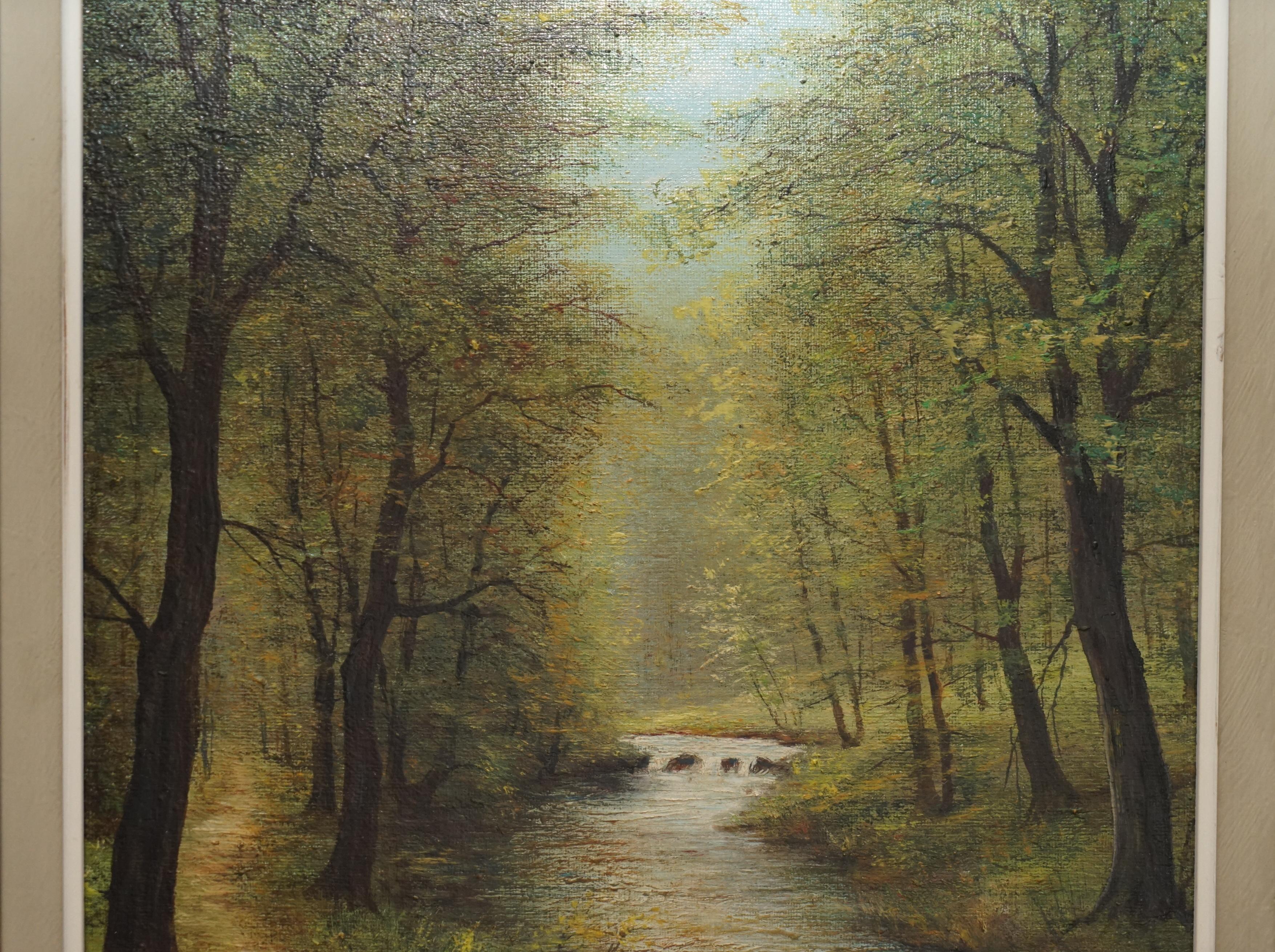 Antique Flemish Oil Painting Signed Van Overbroek circa 1880 Lovely Rural Scene For Sale 3