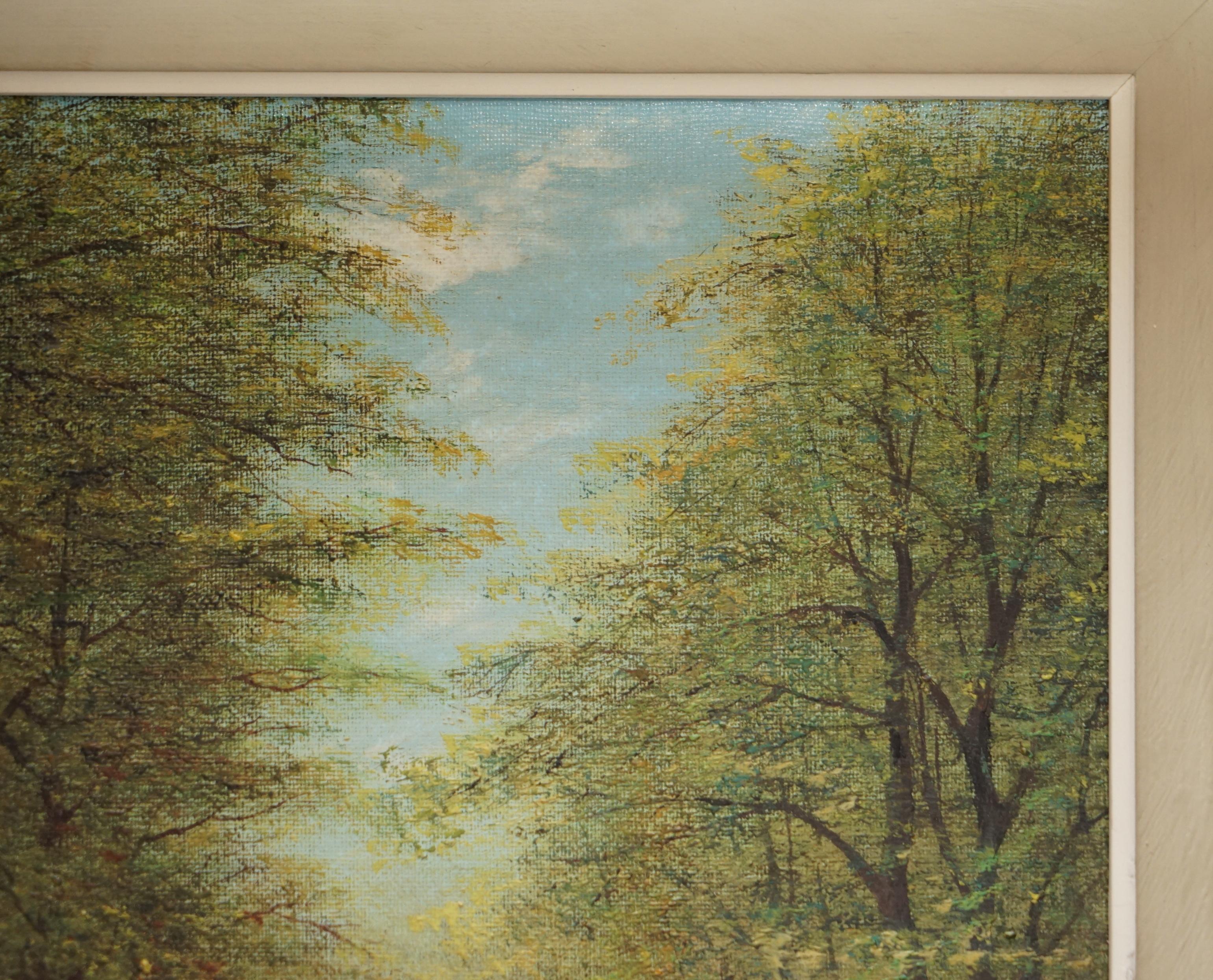 Antique Flemish Oil Painting Signed Van Overbroek circa 1880 Lovely Rural Scene For Sale 6