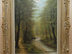 Antique Flemish Oil Painting Signed Van Overbroek circa 1880 Lovely Rural Scene